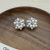 Freshwater Pearl Zircon Flower Stud Earrings - Light Luxury, Cute & Versatile Design for Women
