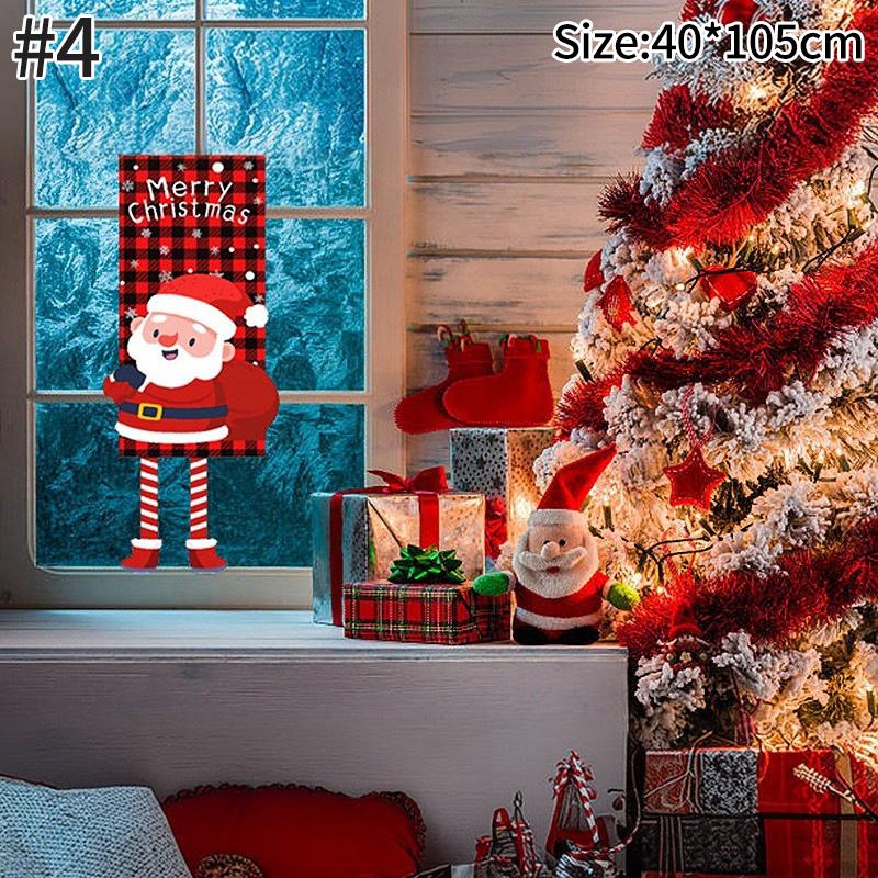 Christmas Hanging Flags Background Merry Christmas Santa Claus Snowman Hanging Banners Christmas New Year Atmosphere Decorations