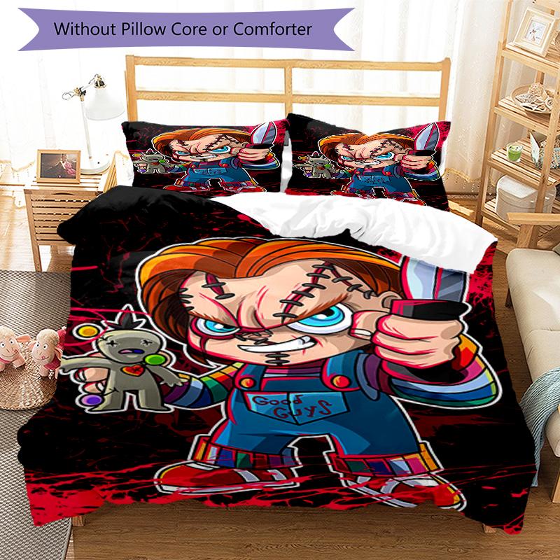 3pcs Chucky2 Design Cover Set - HD Printed Bedding with 1 Cover and 2 Pillowcases - Perfect for Home and Dorm Decor