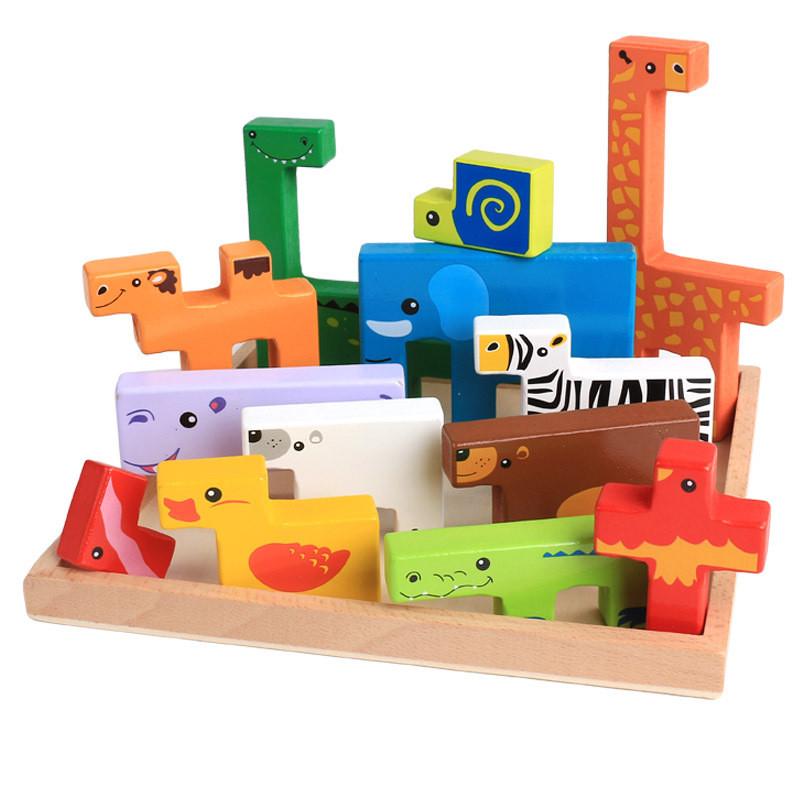 Wooden Animal Puzzle Toys For Kids Learning Early Education Creative Play Gift