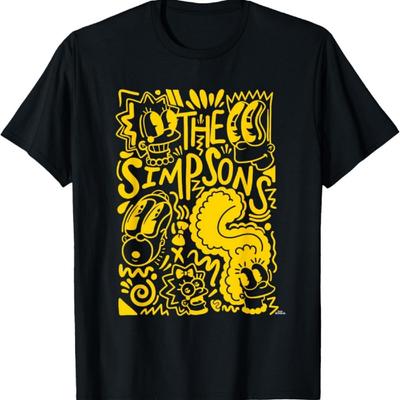 The Simpsons Homer Marge Lisa Bart Maggie Doodle T-Shirt