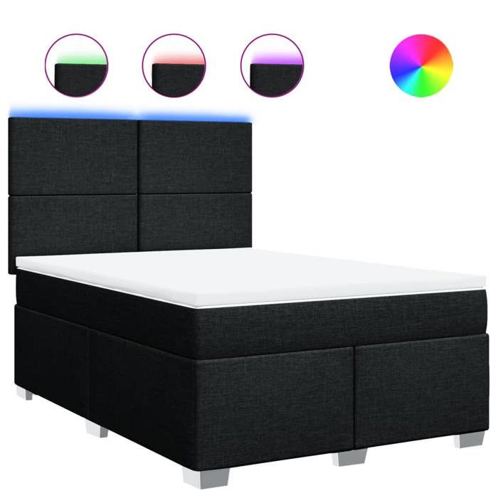 Maison Exclusive - Sommier à lattes de lit avec matelas Noir 140x200 cm Tissu