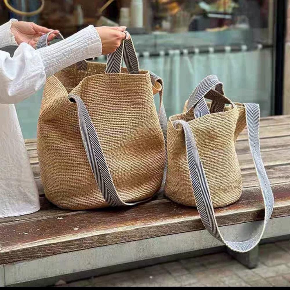 Summer Raffia Straw Bag Large Capacity Woven Beach Bags for Women Handbag Bohemian Rattan Tote Shoulder Bag Travel Basket Bags