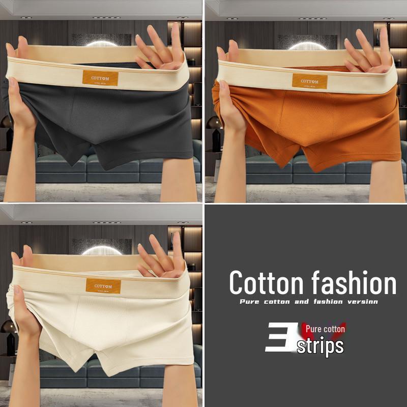 Pure Cotton Men's Boxer Briefs - Loose, Plus Size, Mid-Rise Four-Corner Underwear