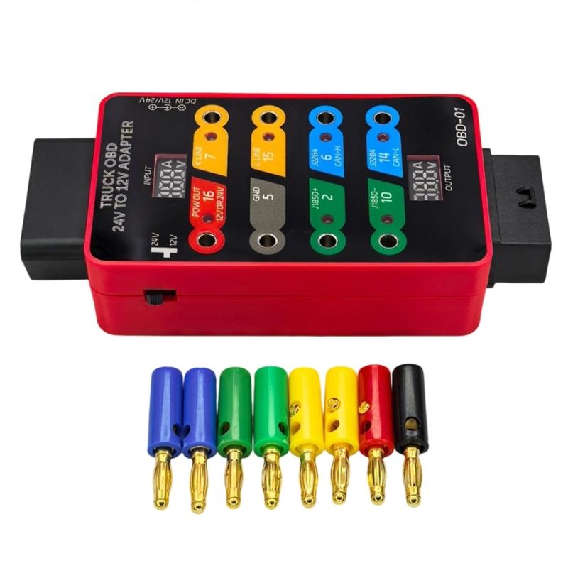 

24V To 12V Converter Adapters 8 Port Break Out Box With LED Indicators For Vehicle Diagnostics And Testing