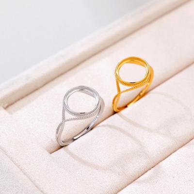 Adjustable Gold-Plated S925 Sterling Silver Bezel Ring Mount, Open Unset Design, Light Luxury Fashion