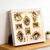DIY Mini Museum Box with Small Golden Frames Figurines Lamps Photo Frame Shadow Box Family Memory Display Case Home Decoration