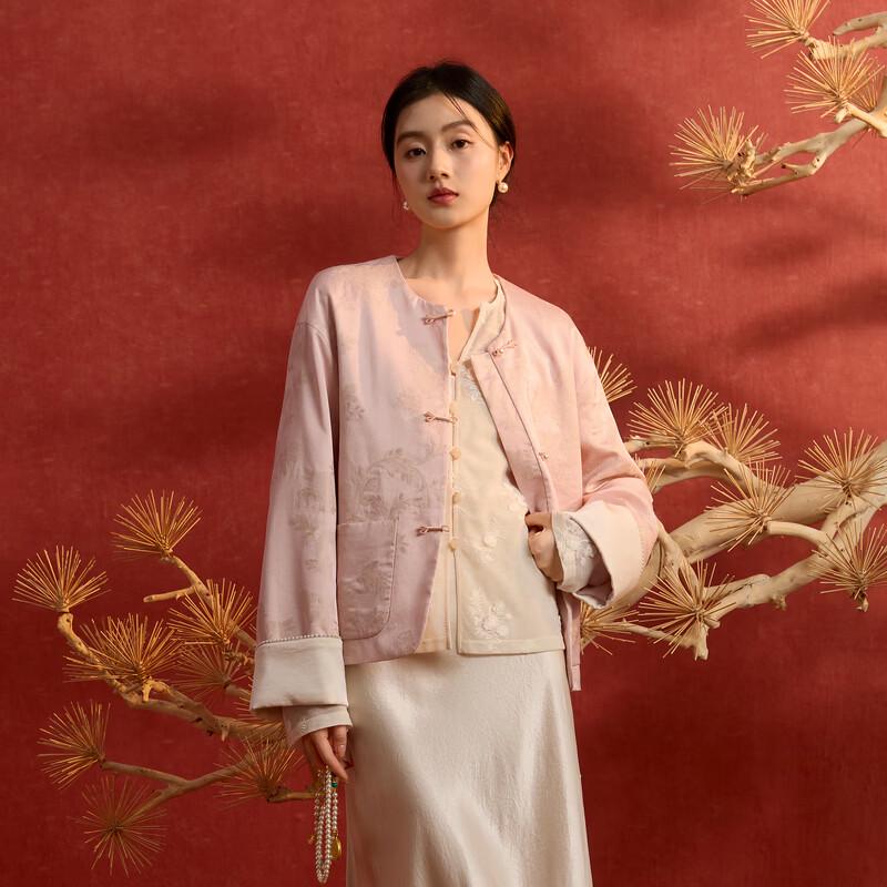 Sancai 2026 Spring Jacquard Disc-Button Cotton Jacket