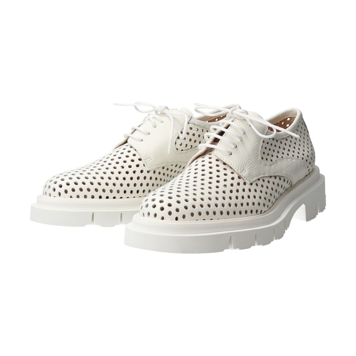

Loafers Round Toe Punched Leather Shoes White cm [Luca Grossi] Women s 24.0