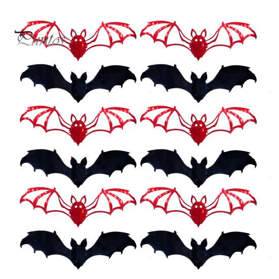 Langlebige Halloween-Fledermaus-Ornamente Wandaufkleber, Selbstklebende Zimmeraufkleber, Doppellagige Gruselige Wohnkultur-Accessoires PVC-Kunst für Mysteriöse