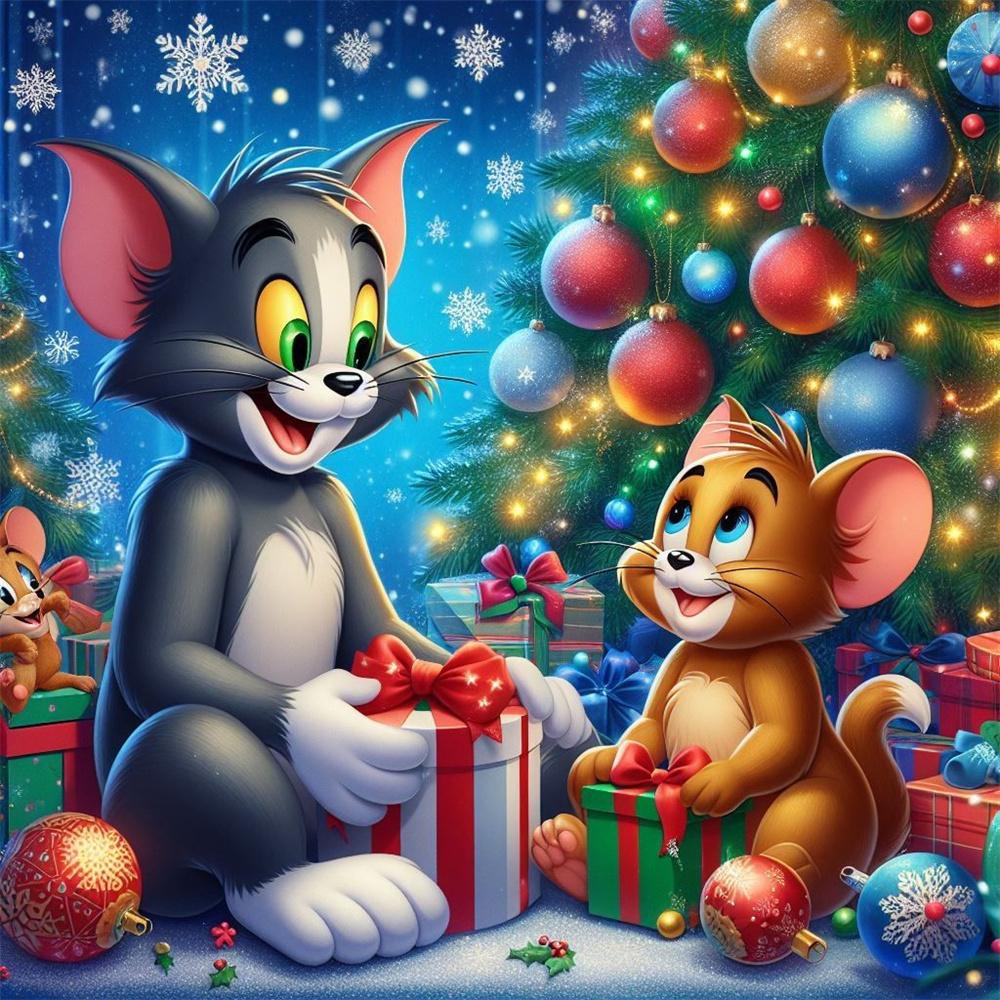 5D Fai da te Rotondo Quadrato Completo Diamante Cartone Animato Gatto e Topo Pittura Diamante Winnie The Pooh Mosaico Fatto a Mano Decorazione per la Casa