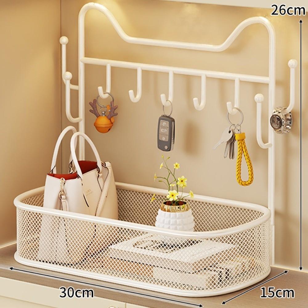 Space Saving Metal Storage Organizer Wall Mountable Entryway Storage Rack Hallway Use