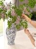 38.5cm/Chinese Ceramic Vase Decoration Living Room Entrance Flower Arrangement Decoration Home Antique Shelf Blue and White