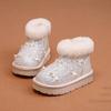 Winter Girls' Warm Snow Boots Children's Crystal Short Boots Fleece-lined Thickened Lightweight Cotton Shoes