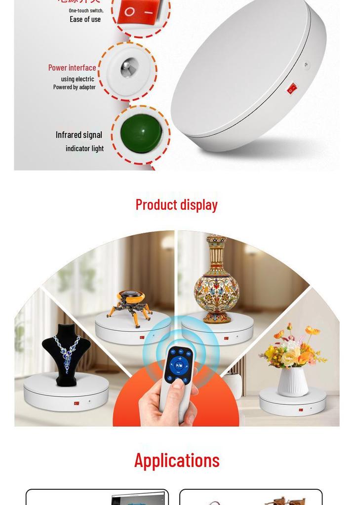 Remote-Controlled Rotating Display Stand for Photography and Jewelry