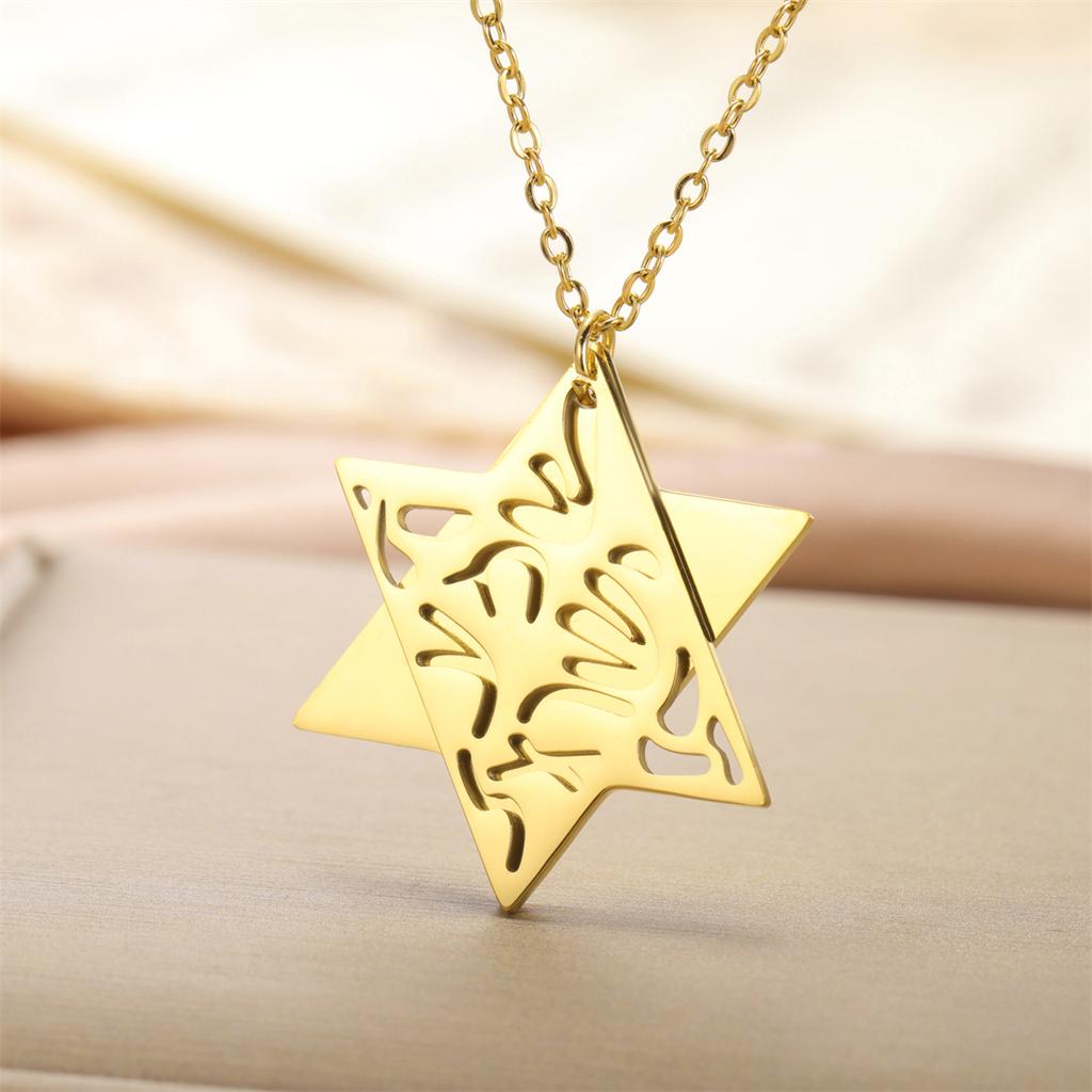  Star of David Hexagram Necklace Stainless Steel Gold/Silver Color Double Layered Pendant Chain Judaica Amulet Jewelry