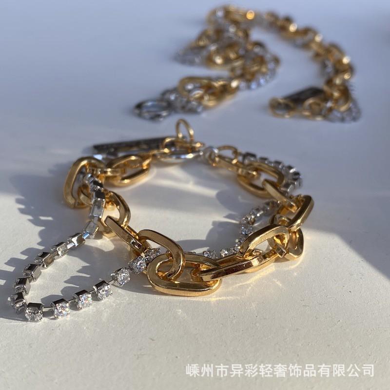 Double Layer Two-Tone Chain Necklace Women Minimalist Geometric Stylish Layered Choker Fashion Jewelry