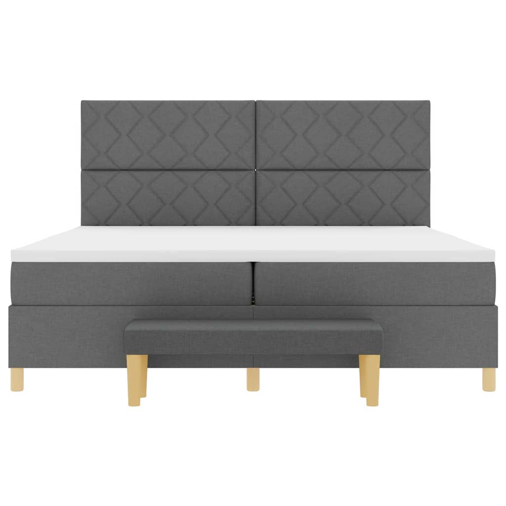 Box Spring Bed with Headboard Dark Gray 200 x 200 cm Fabric