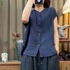 Women's Minimalist Aesthetic Breathable Linen Sleeveless Shirt