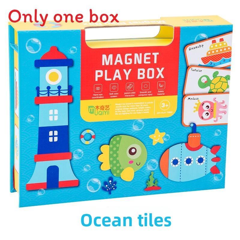 

Детская развивающая магнитная головоломка с животными и транспортом для раннего развития Ocean