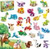 24 Pack Party Favors for Kids, 740 PCS Mini Animals Building Blocks Toy, Dinosaur Building Blocks for Birthday, Goodie Bag Stuff
