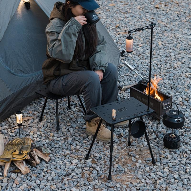 Adjustable Barbecue Desk Folding Table Portable Aluminum Alloys Folding Chair Outdoor Camping Desk Easy to Carry