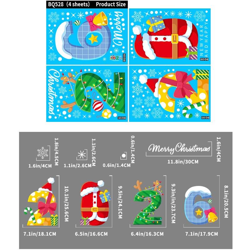 

2026 new Christmas decorations, colorful creative candy bars, bells, static stickers, Merry Christmas glass stickers