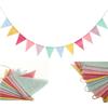 1PC Vintage Colorful Burlap Linen Bunting Flags Pennant For Happy Birthday Party Wedding Decoration Candy Bar