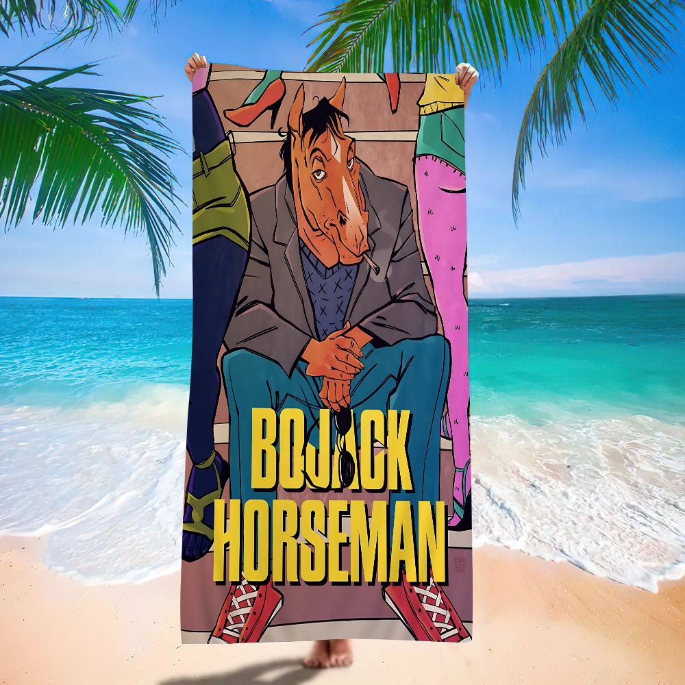 Grappige BoJack H-Horsemans Bath Towel Microfiber Soft Water Absorbing Breathable For Girl Kids Decorative Cartoon Beach Towel