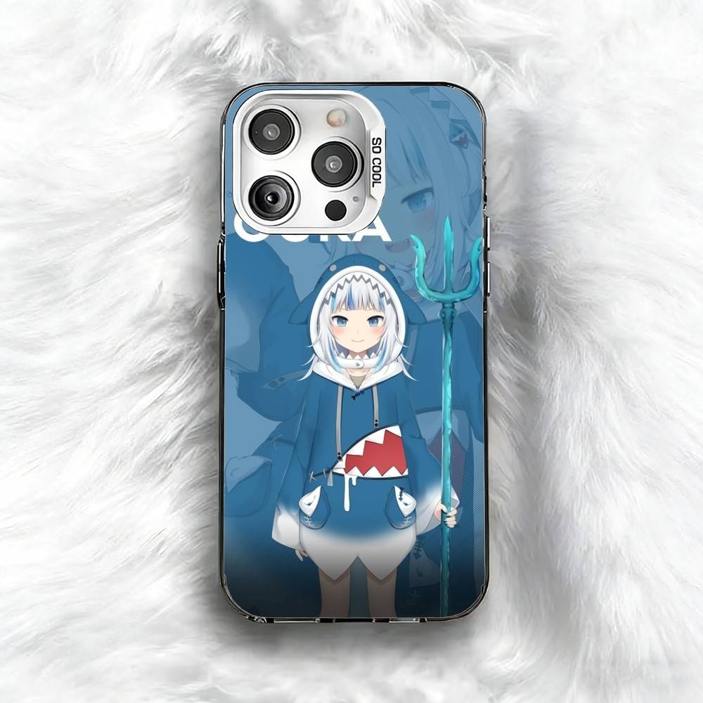 Virtual Characters Holo Gawr Gura Phone Case For iPhone 16 17 15 14 12 13 Pro Max Black Color Shockproof Cover