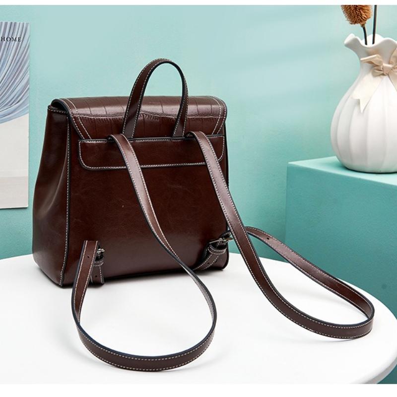 Echte Rindsleder Damenrucksäcke Lässige Damen-Reisetaschen Mädchen-Schultaschen