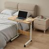 Height-Adjustable Mobile Laptop Desk – Rolling Computer Table with Lockable Wheels – White & Wood – 40 x 40 x 70-90 cm