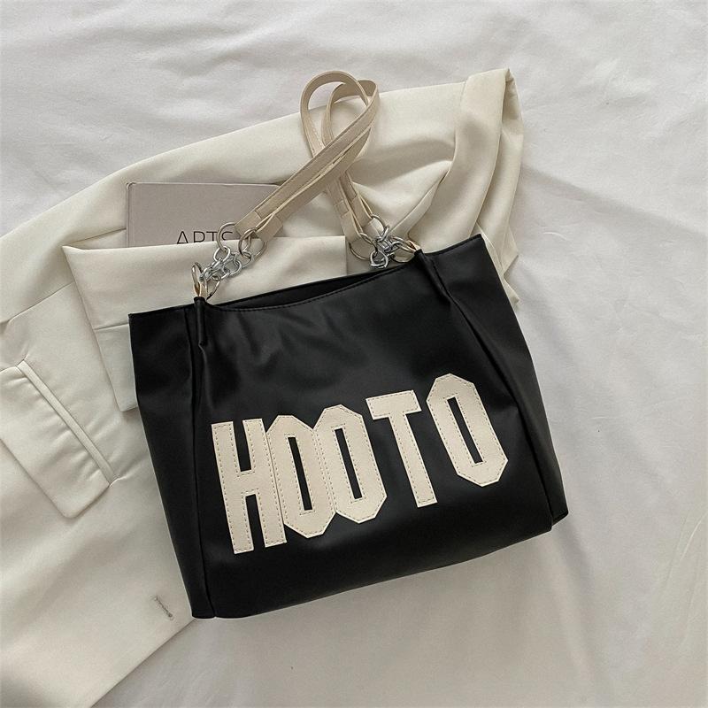 

Новинка 2023 года, весенне-осенняя холщовая сумка на одно плечо для студентов колледжа, большая женская сумка большой емкости для поездок на работу, большая сумка 34*10.5*25.5cm чёрный/белый