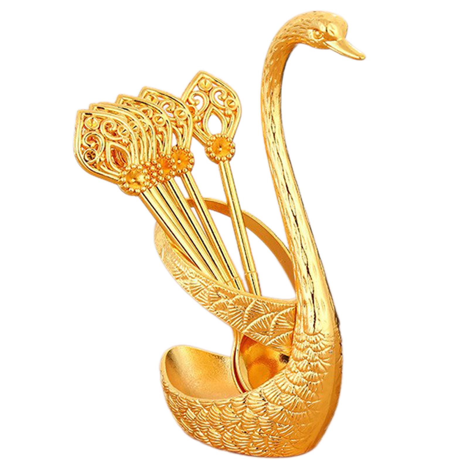 

Swan-Fruit Spoon Set Novelty Swan-Base Design Coffee Stirring Spoon Exquisite Afternoon Tea Party Dessert Spoons Decor