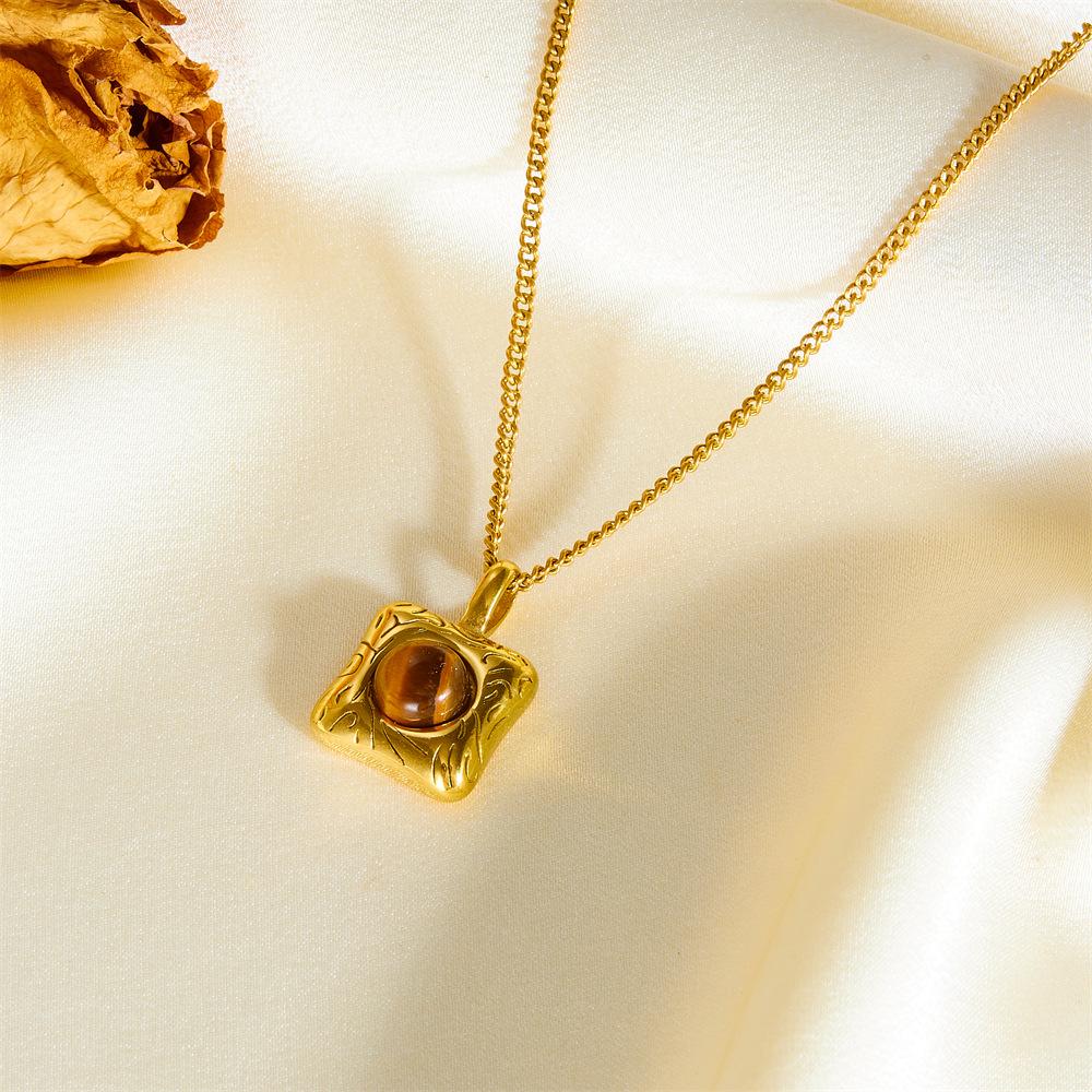 Premium Niche Natural Tiger'S Eye Stone Necklace Classic Premium Collarbone Chain Simple And Versatile Premium