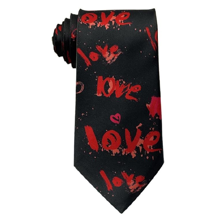 Modern Mens Silk Textured Necktie Rose Heart Bear Pattern Long Tie For Formal Event And Casual Outings Adjustable Fit