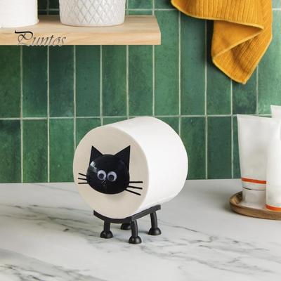 Lustiger Papierhalter, freistehender Toilettenpapierhalter, 3D-bedruckter Seidenpapierhalter mit schwarzer Katze, Badezimmerdekoration
