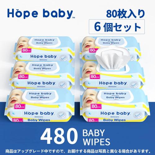 HOPE BABY Baby Wipes, Thick, 80 Sheets X 6 Packs, for Children, Thick Baby Wipes with Lid, Plenty of Water