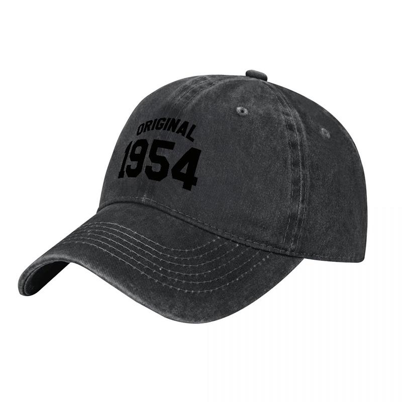 Original 1954 Vintage Washed Canvas Baseball Cap Unisex Casual Soft Top Hat Classic Letter Print Adjustable Sun Hat