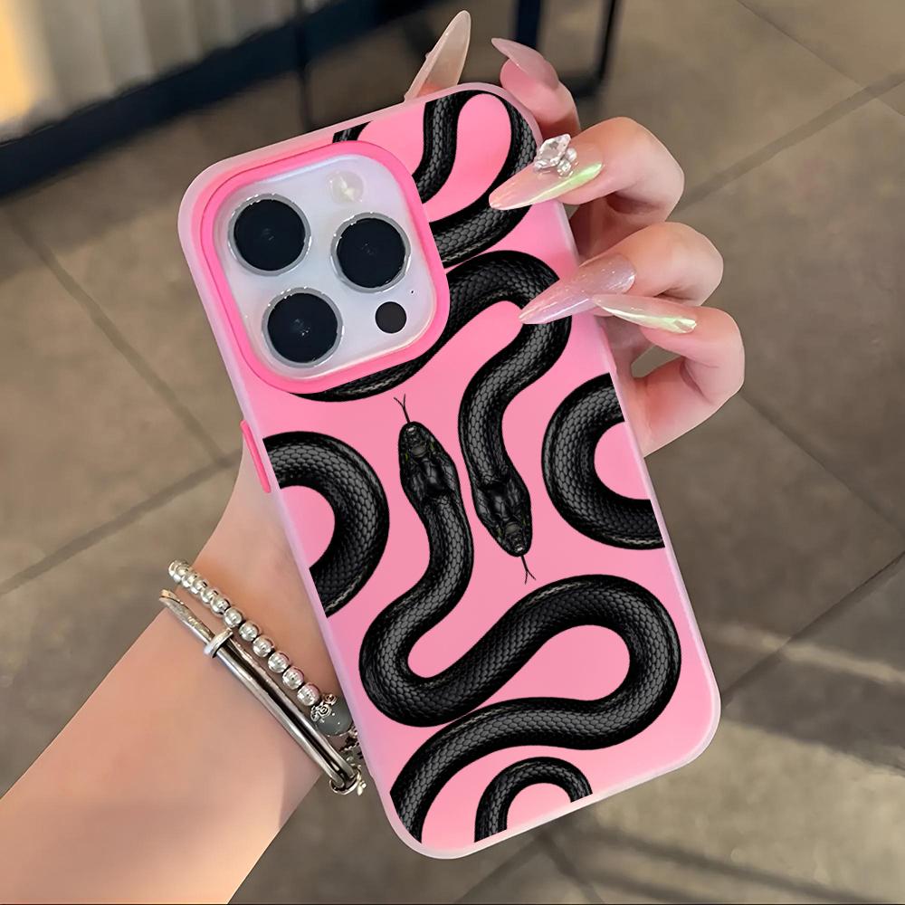 Phone Case Soft Matte Candy For IPhone 17 16 15 14 Pro Max Plus 13 12 11 Transparent Bumper Cover New Black Snake