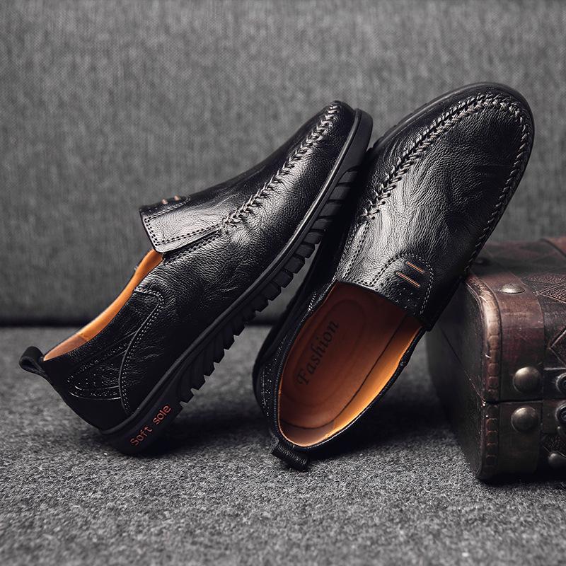 Men's Leather Shoes Simple Fashion Moccasins Genuine Leather Casual Shoes Men's Shoes Summer