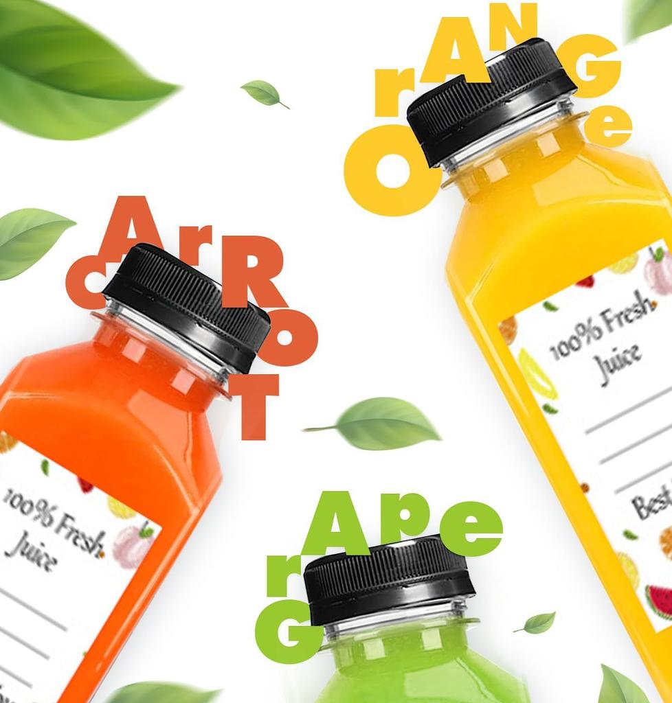 12 Plastic Juice Water Bottles with Lids, 350ML Reusable Water Bottles