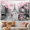 Romantic Oil Painting Style Eiffel Tower & Pink Umbrella Print Wall Hanging, for Living Room Bedroom Decor