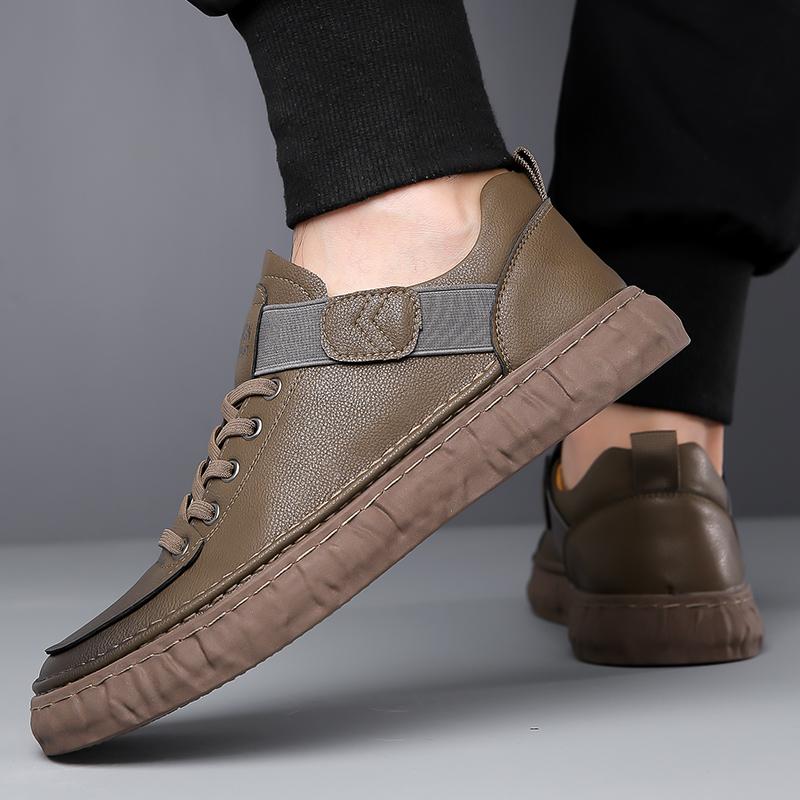 FashionMen Leather Fashion Casual Walking Shoes Male Comfortable Skate Shoe Luxury Brand All-match Mens Sneakers Lace-Up Outdoor Shoes