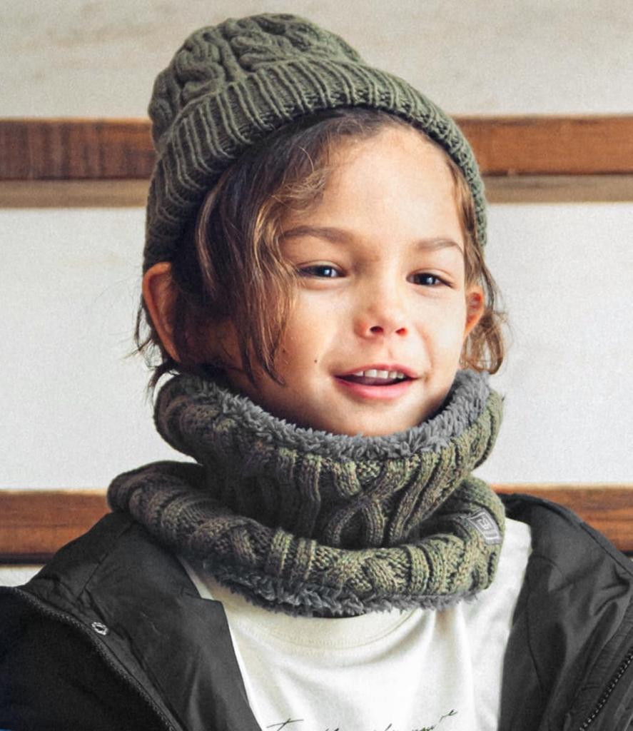 Neck Warmer for Cable Free Size [Arisana] Kids, Boys, Scarf, Knit, 02.Khaki,