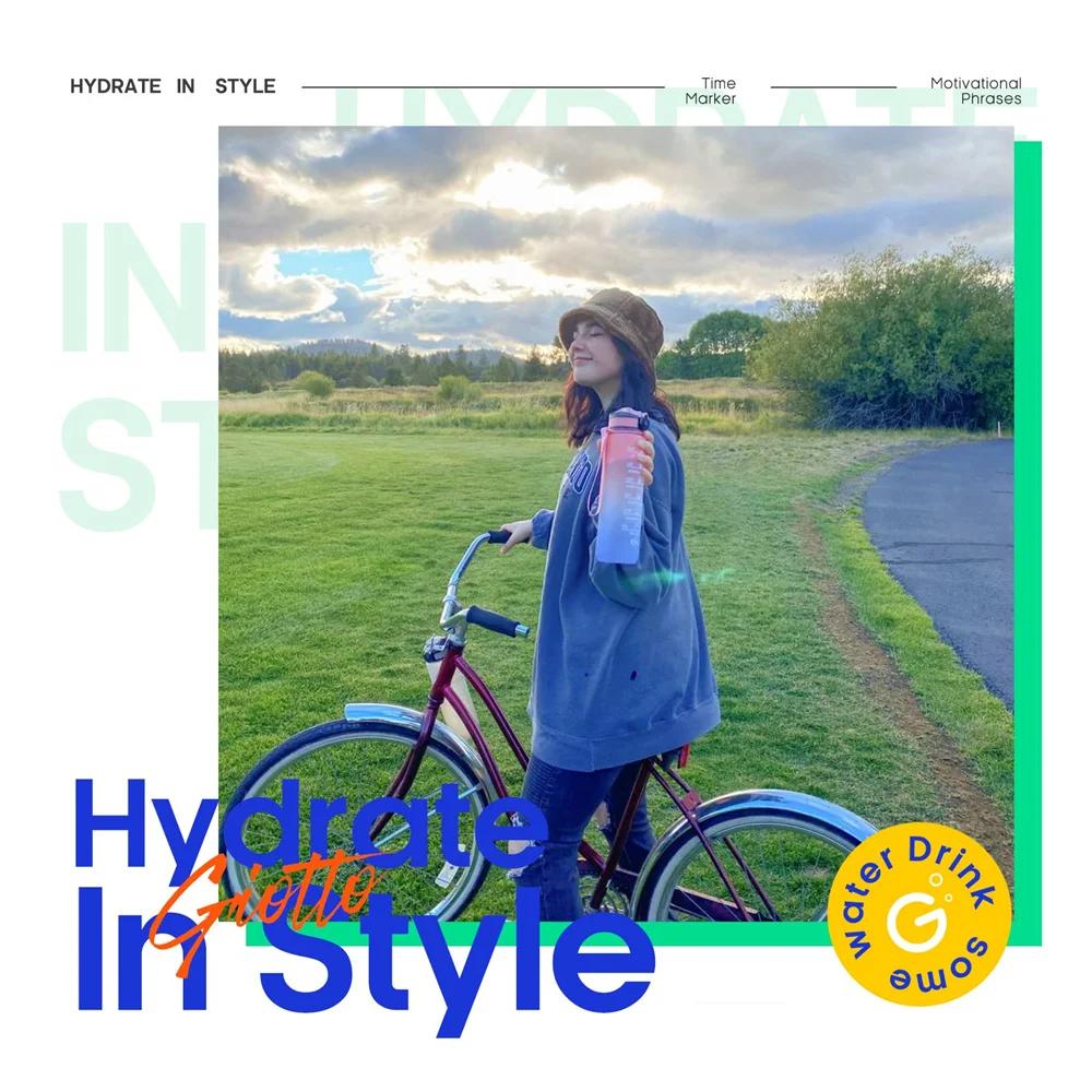 900ML Leakproof Water Bottles with Times To Drink and Straw Motivational Drinking Sports Water Bottle for Fitnes Gym Outdoor