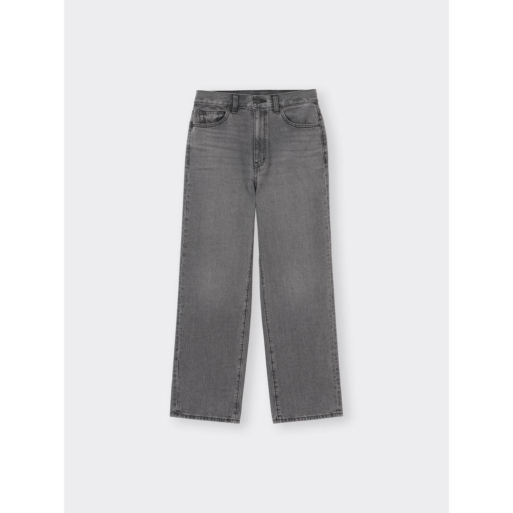 

Gu By Uniqlo High Rise Straight Jeans + Os 07 GRAY/XS