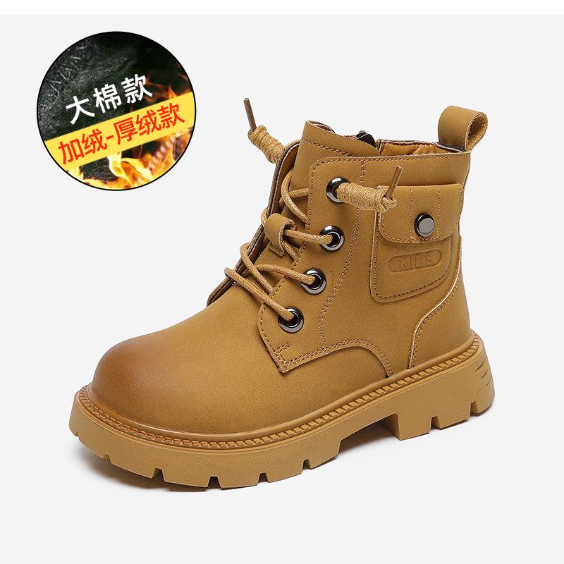 2025 Autumn/Winter New Martin Boots - Boys' & Girls' Fleece-lined Soft Sole Cotton Boots, British Style