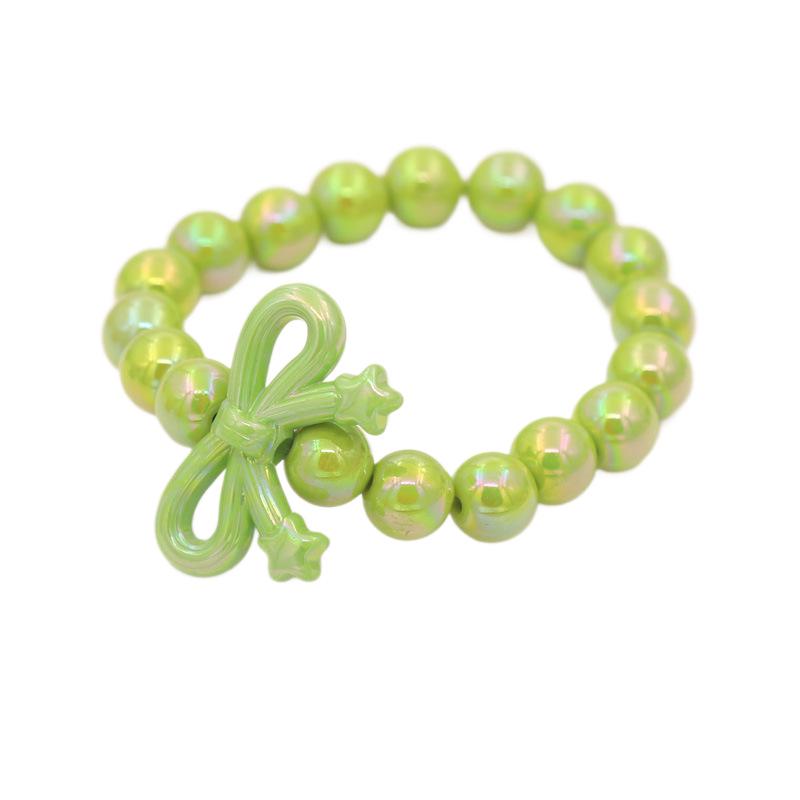 Colorful Acrylic Beaded Bracelet with Bowknot Charm for Girls