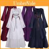 Exquisite Women's Vintage Medieval Dress With Stunning Long Bell Sleeves And Irregular Design